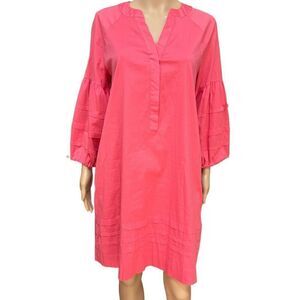 Chico's Coral cotton stretch Long Sleeves Midi Dress Size 0 or S (4-6)